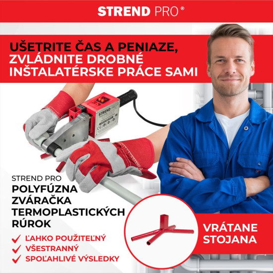 Welding machine Strend Pro PPR 63B, polyfusion, 1500 W, 20-63 mm, for plastic tubes, 14 parts
