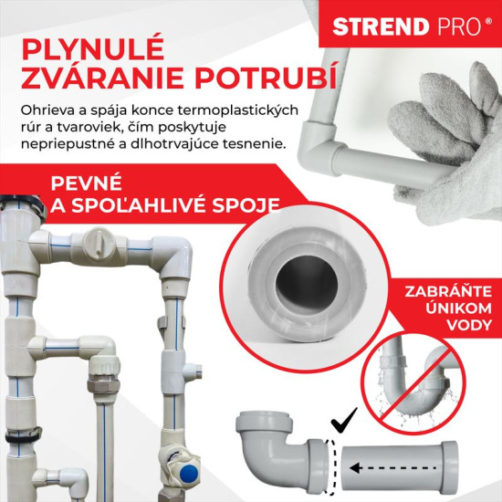 Welding machine Strend Pro PPR 63B, polyfusion, 1500 W, 20-63 mm, for plastic tubes, 14 parts