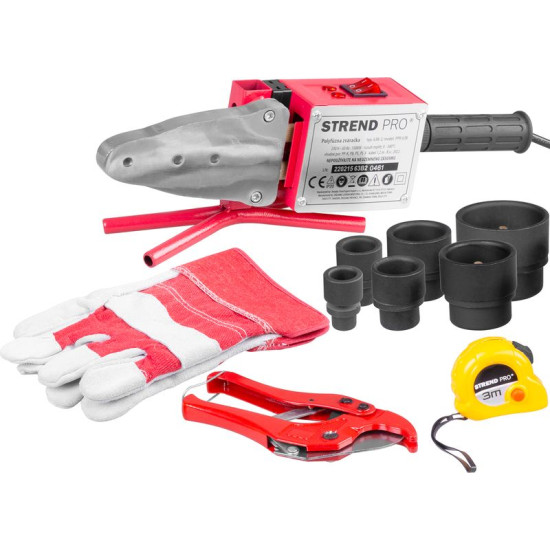 Welding machine Strend Pro PPR 63B, polyfusion, 1500 W, 20-63 mm, for plastic tubes, 14 parts