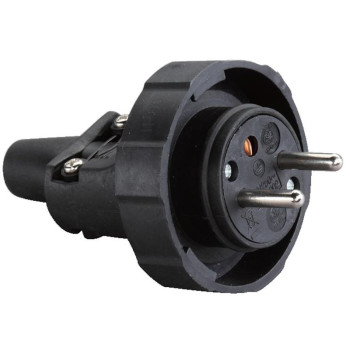 Вилка Strend Pro, для удлинителя, 230В, IP65, 16А, резина, черная