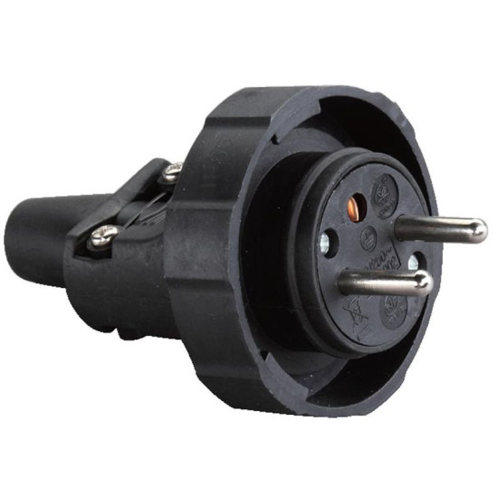 Plug Strend Pro, for extension cable, 230V, IP65, 16A, rubber, black