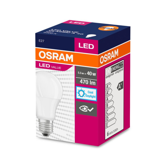 Spuldze OSRAM® LED FR 040 (ean1011) bez gaismas, 5W/865 E27 6500K Vērtība CLASSIC A Spuldze OSRAM® LED FR 040 (ean1011) bez gaismas, 5W/865 E27 6500K Vērtība CLASSIC A