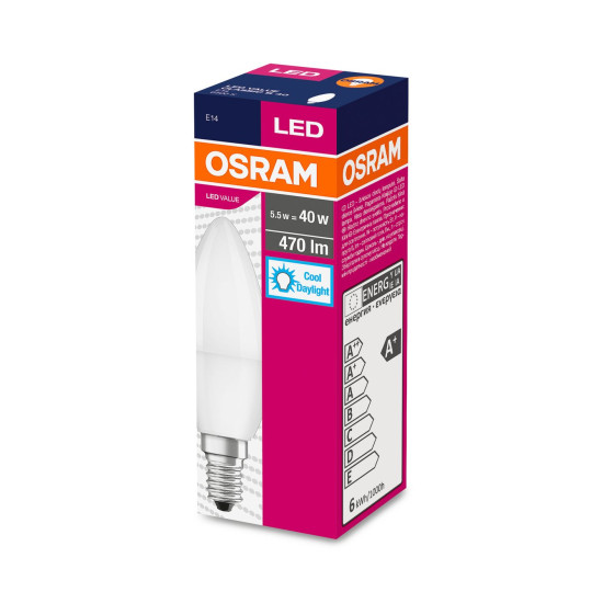 Bulb OSRAM® LED FR 040 (ean1066) non-dim, 5,7W/865 E14 6500K Value CLASSIC B Bulb OSRAM® LED FR 040 (ean1066) non-dim, 5,7W/865 E14 6500K Value CLASSIC B