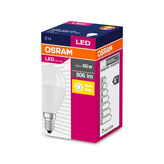 Spuldze OSRAM® LED FR 060 (ean2939) non-dim, 7W/827 E14 2700K CLASSIC P Spuldze OSRAM® LED FR 060 (ean2939) non-dim, 7W/827 E14 2700K CLASSIC P