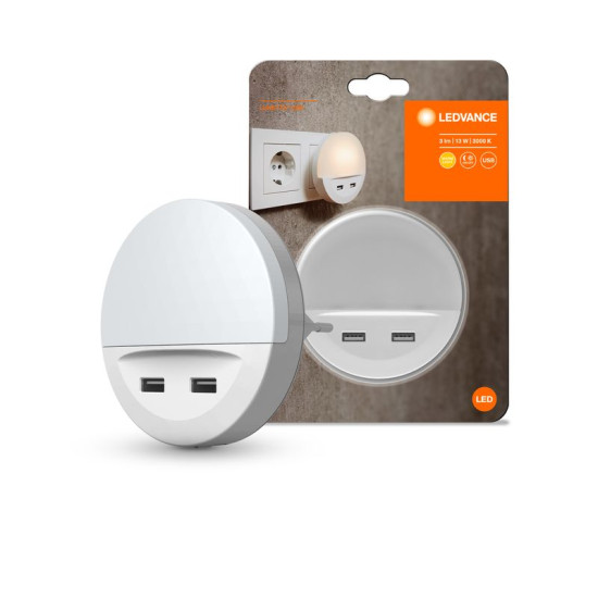 Luminaire LEDVANCE LUNETTA® USB, LED, socket, 2x USB charging port, 3lm, 3000K, day-night sensor Luminaire LEDVANCE LUNETTA® USB, LED, socket, 2x USB charging port, 3lm, 3000K, day-night sensor
