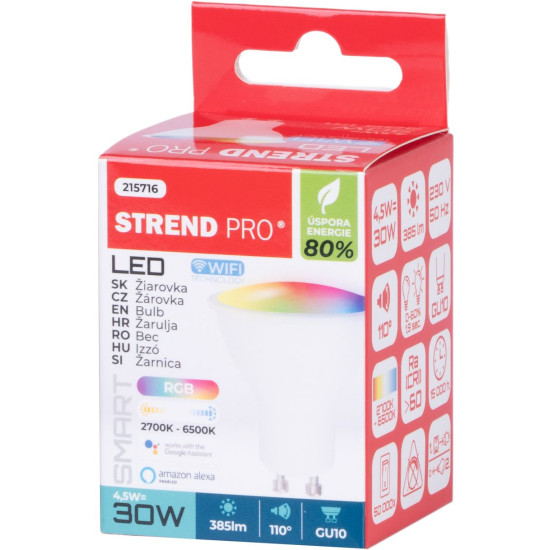 Умная лампочка Strend Pro Smart, Wi-Fi, с адаптивным светом RGB, 5 W, GU10