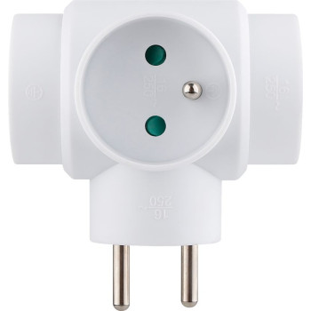 Розетка Strend Pro, белая, 3x 16 А