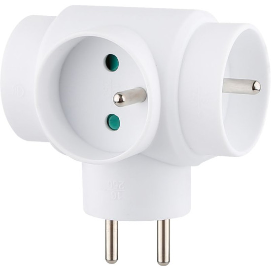 Розетка Strend Pro, белая, 3x 16 А