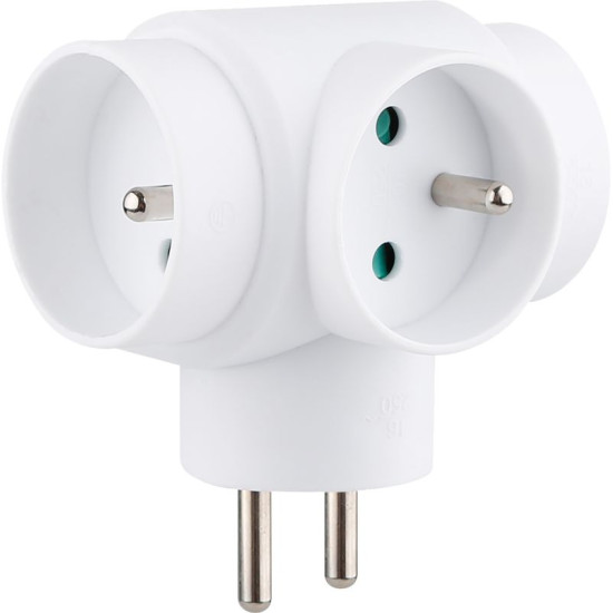 Розетка Strend Pro, белая, 3x 16 А