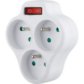 Розетка Strend Pro,  белая, 3x 16 А, выключатель