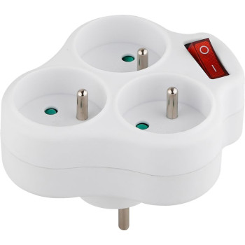 Розетка Strend Pro,  белая, 3x 16 А, выключатель