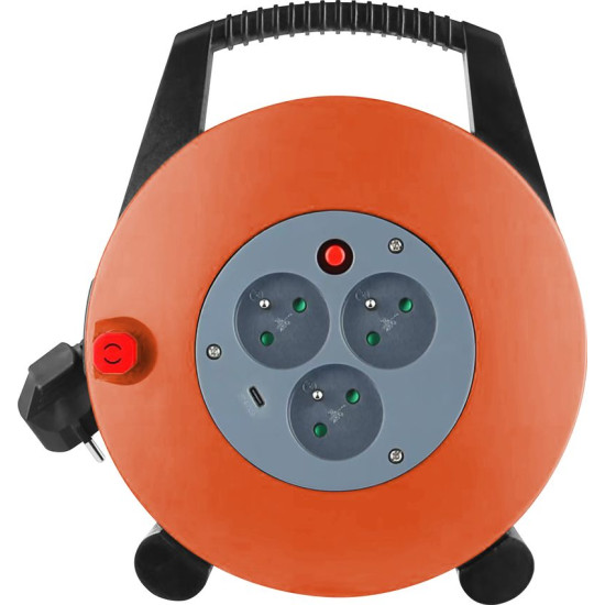 Удлинитель с катушкой Strend Pro, L-10 м, 3x 16 А, USB C