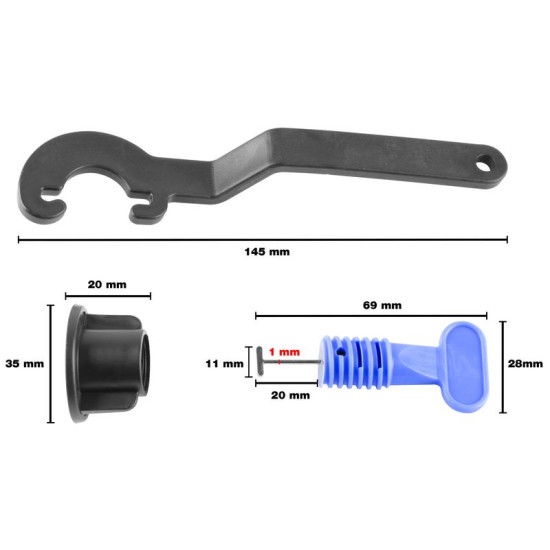 Leveling set Strend Pro LS205, 1 pc key, 50 pcs T spacers, 50 pcs hats Leveling set Strend Pro LS205, 1 pc key, 50 pcs T spacers, 50 pcs hats