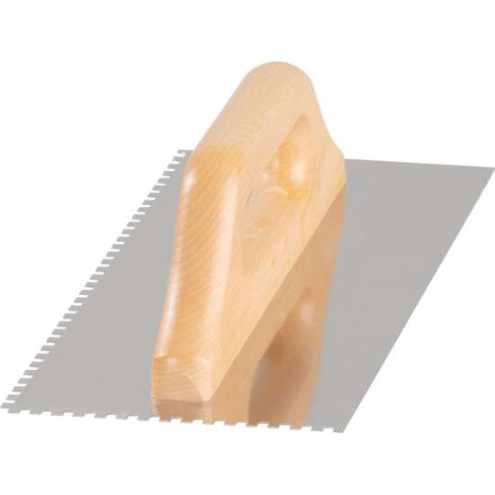 Strend Pro Premium trowel, HardWood, wooden handle, 270x130 mm, e4 mm, 0.7 mm, straight, stainless steel