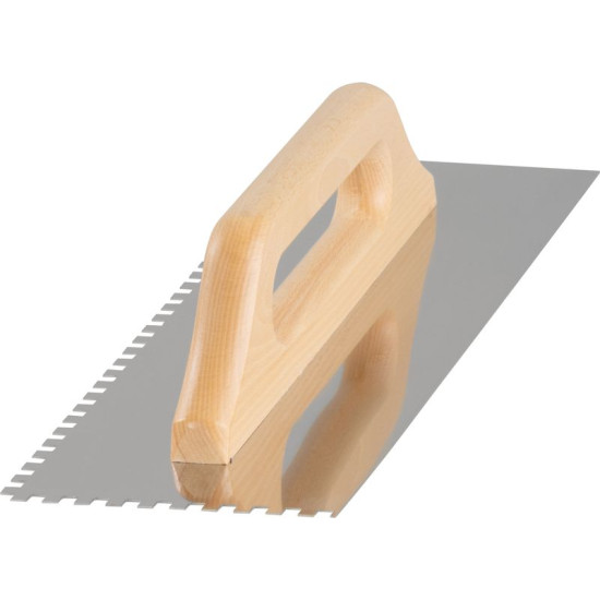Strend Pro Premium trowel, HardWood, wooden handle, 380x130 mm, e6 mm, 0.7 mm, straight, stainless steel