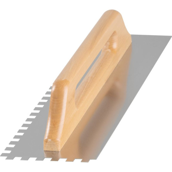 Strend Pro Premium trowel, HardWood, wooden handle, 480x130 mm, e10 mm, 0.7 mm, straight, stainless steel