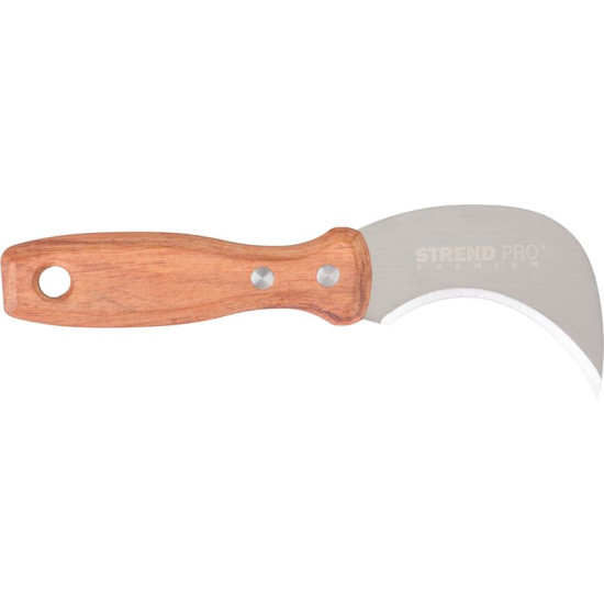 Нож Strend Pro Premium, для линолеума и ковров, нержавеющая сталь, деревянная ручка, 75 мм