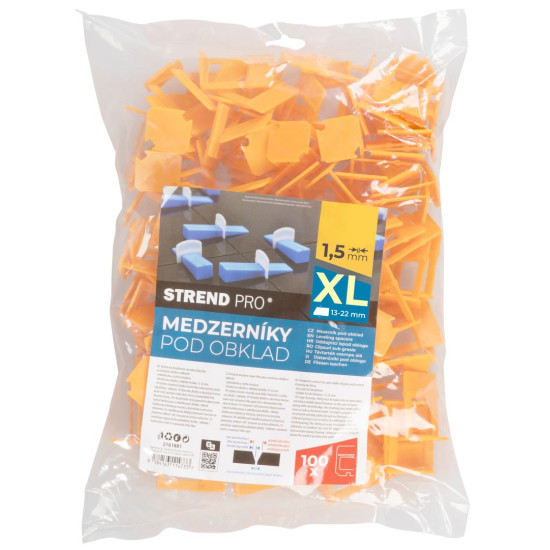 Starplika Strend Pro XL, izlīdzināšana, flīzēm, 1,5 mm, 13-22 mm, iepakojums 100 gab., plastmasa