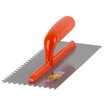 Dented steel trowel 280x130 mm Strend Pro, polished, teeth 8, PVC handle