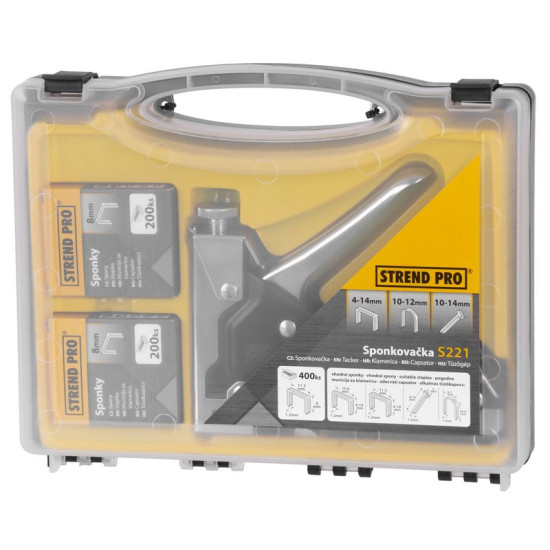 Пистолет скобозабивной 3 в 1,  4-14 мм Strend рro, регулируемый + скобы