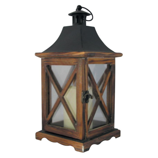 Lantern Nicehome, 16x16x35 cm, LED, 3xAAA, wood