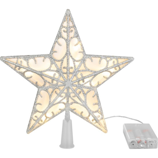 MagicHome Christmas Star, пластик, таймер, 10xLED теплый белый, 25 см, 2xAA MagicHome Christmas Star, пластик, таймер, 10xLED теплый белый, 25 см, 2xAA