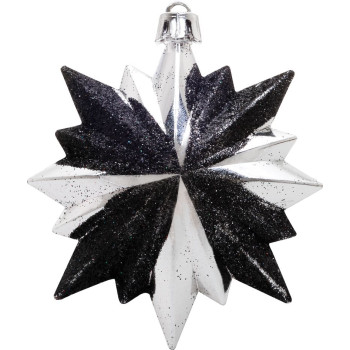 Елочное украшение, 6 шт, 8х9,5 см, цвет черно-серебристый.