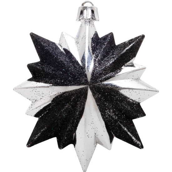 Елочное украшение, 6 шт, 8х9,5 см, цвет черно-серебристый.