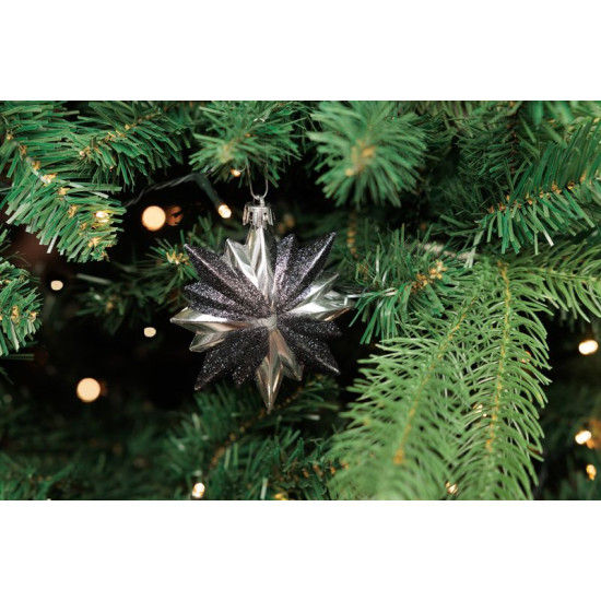 Елочное украшение, 6 шт, 8х9,5 см, цвет черно-серебристый.