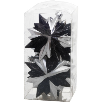 Елочное украшение, 6 шт, 8х9,5 см, цвет черно-серебристый.