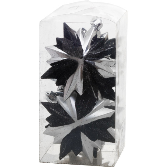 Елочное украшение, 6 шт, 8х9,5 см, цвет черно-серебристый.