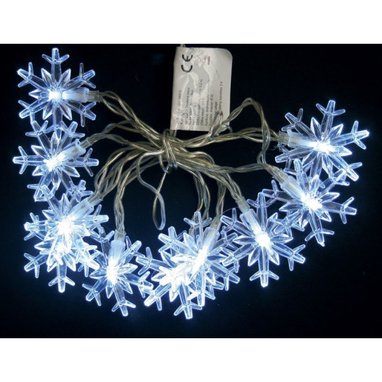 LED гирлянда MаgiсHome SnowFlаke, 90 см, 10xLED , холодный белый, 2xАА, интерьер