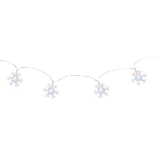 LED гирлянда MаgiсHome SnowFlаke, 90 см, 10xLED , холодный белый, 2xАА, интерьер