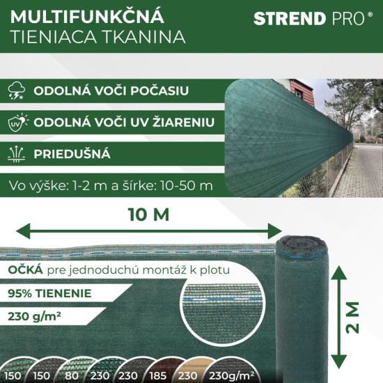 Shading net 230g/m2, 95%, 2,0 m x L-10m Privat, UV