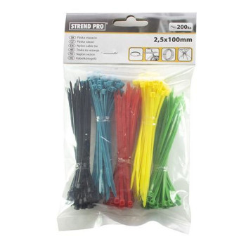 Набор нейлоновых стяжек 100x2,5 мм, 200 шт, многоцветный