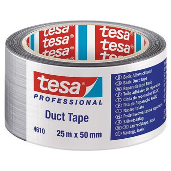 Лента tesa® BASIC Duct Tape, серебристая, текстильная, 50 мм, L-25 м