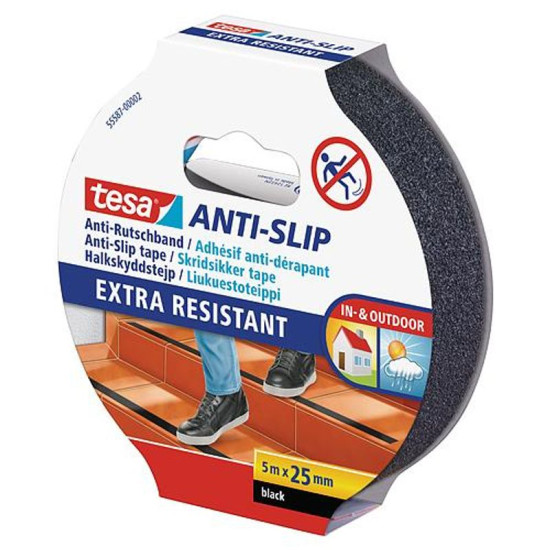 lenta tesa® Pretslīdes, melna, 25 mm, L-5 m lenta tesa® Pretslīdes, melna, 25 mm, L-5 m