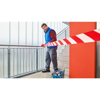 lenta tesa® SIGNAL, 80 mm, sarkana/balta, L-100 m