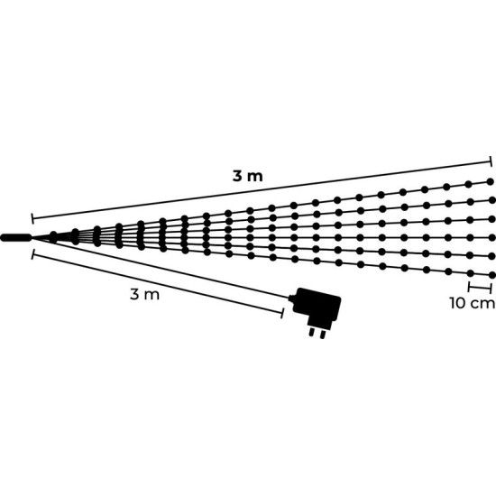 LED virtene Ziemassvētku MagicHome 230V, 3 m, 1200x micro LED silti balta, āra