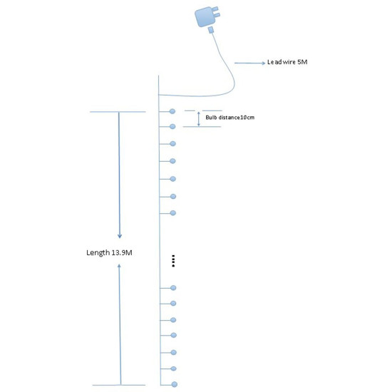 LED virtene Ziemassvētku MagicHome 230V, 14 m, 140 LED silti balta