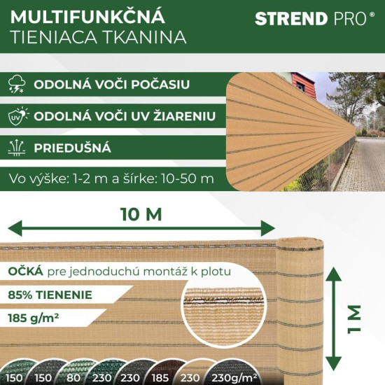 Затеняющая сетка GoldSсreen WE 1,0x10 м, УФ, 185 г/м2, бежевая