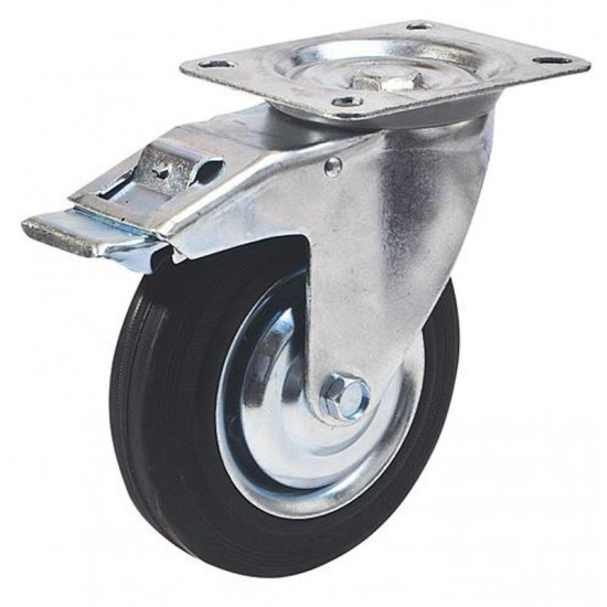 Колесо RENOST 521F XD-V075S z, серое, поворотное, с тормозом