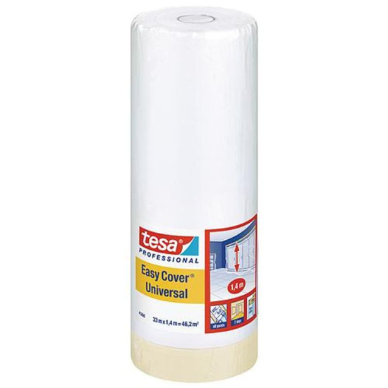 Krāsotāji pārklāj foliju tesa® Pro Easy Cover® Universāls, ar lenti, 1400 mm, L-33 m, caurspīdīgs