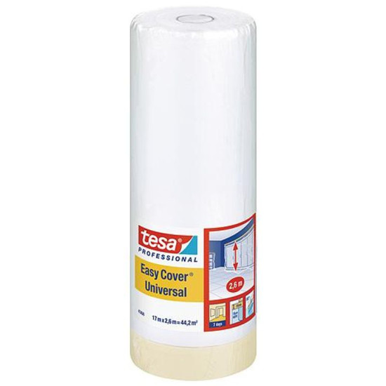 Krāsotāji pārklāj foliju tesa® Pro Easy Cover® Universāls, ar lenti, 2600 mm, L-17 m, caurspīdīgs