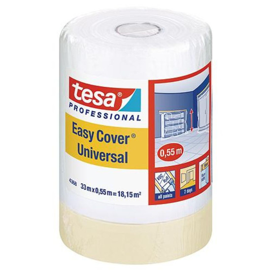 Krāsotāji pārklāj foliju tesa® Pro Easy Cover® Universāls, ar lenti, 550 mm, L-33 m, caurspīdīgs