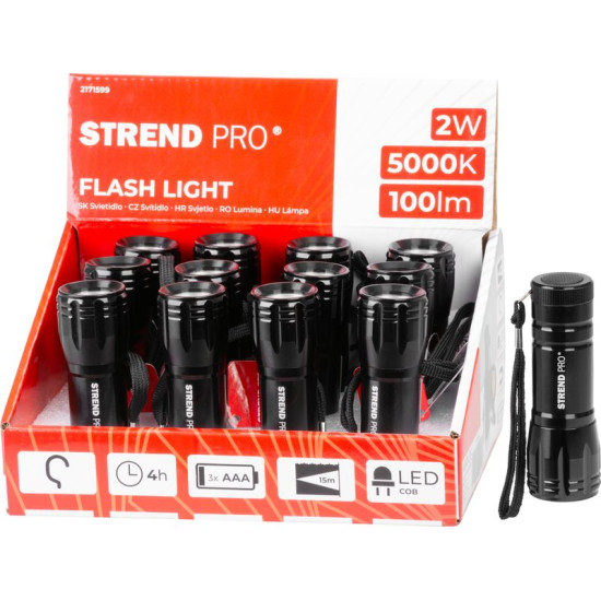 Lukturis COB 100 lm, Alu, 3xAAA, 12 gab.