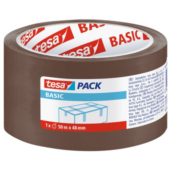 Tape tesa® BASIC, for packaging, adhesive, brown, 48 mm, L-50m