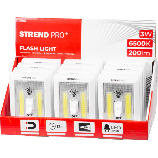 Light Strend Pro SwitchLight  SL1063, 2xCOB 200 lm, 3xAAA, Sellbox 12ks