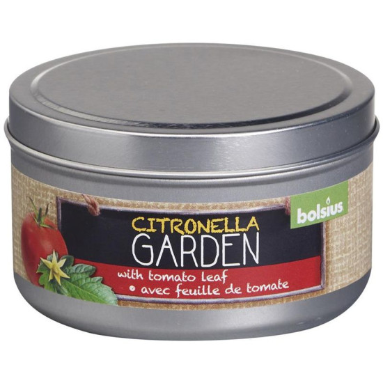 Свеча Bolsius Jar Citronella, репеллент, томат, в жестяной банке