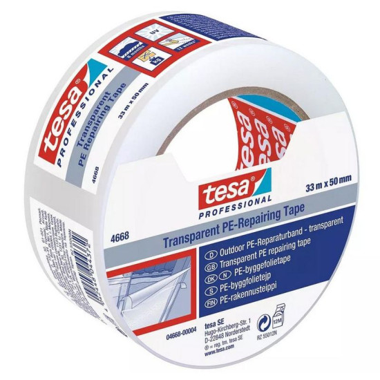 lenta tesa® PRO, PE, caurspīdīga, 50 mm, L-33 m lenta tesa® PRO, PE, caurspīdīga, 50 mm, L-33 m